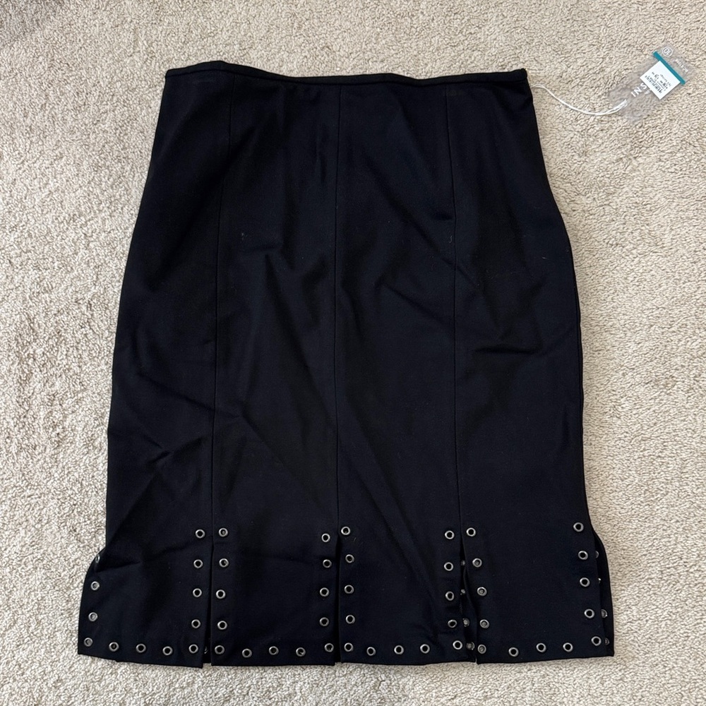 Insight Black Pencil Skirt with Grommet Hem